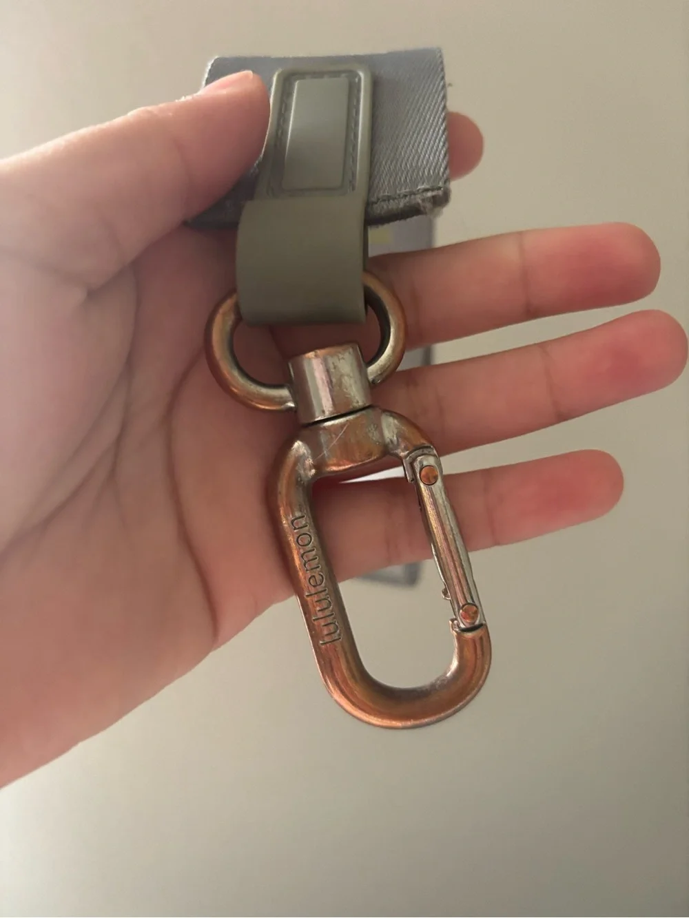 lululemon athletica Gray & Yellow Wrist Lanyard with tarnished silver Clip